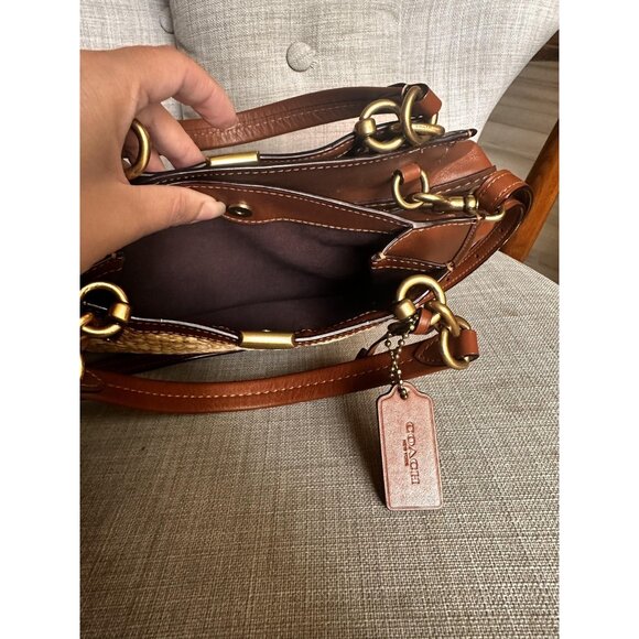 Coach Dreamer 21 Raffia Brown Natural Leather Straw w/Removable Crossbosy Straps - Picture 12 of 15